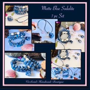 Blue Sodalite, Rose Quartz,And Lava Stone 7 pc Set